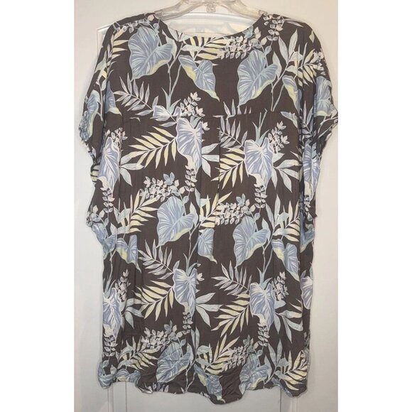 Torrid Women’s Taupe Blue Floral Challis Dolman Sleeve Button Blouse Top 3X NEW - Picture 3 of 9